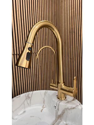 Arıtmalı Siprali Mutfak Bataryası Sıcak Soğuk Su Çıkışlı Pirinç Mataryel Tam Set