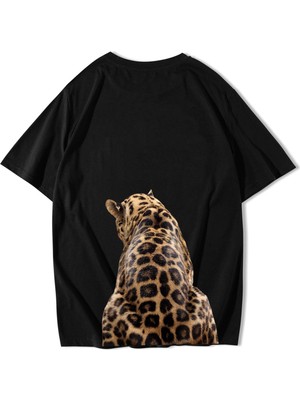 Brz Collection Unisex Oversize Big Cat T-Shirt Siyah