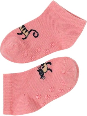 Katia & Bony Kız Bebek Kedi Desenli Step Çorap Pembe