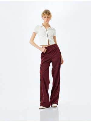 Koton Fermuar Detaylı Slim Fit Drapeli Kısa Kollu Crop Tişört