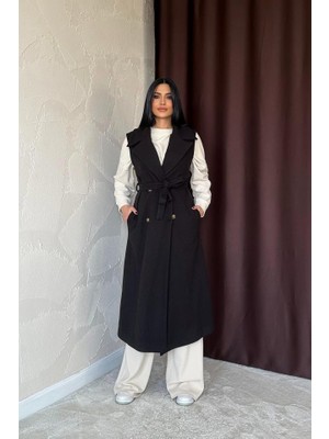 Janes Siyah Kolsuz Kaşe Kaban