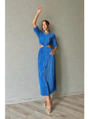 Trend Befaon Mavi Piliseli Elbise