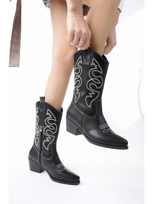 Bahrina K-150 Western İşlemeli Uzun Kovboy Çizme