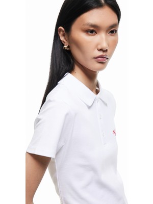 Koton Pamuklu Işleme Detaylı Düğmeli Kısa Kollu Polo Yaka Tişört