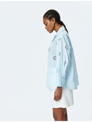 Koton Pamuklu 3/4 Kol Uzun Oversize Fistolu Gömlek