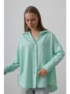 Janes Geniş Manşet Detaylı Gömlek - Mint