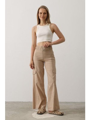 Janes Kemerli Cargo Pantolon - Taş