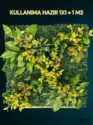 Elite 1 M2 Hazır Dikey Bahçe Duvar Dekorasyon Paneli Şimşir Panel Yapay Çiçek 1x1 Metre Model:5 1 Adet