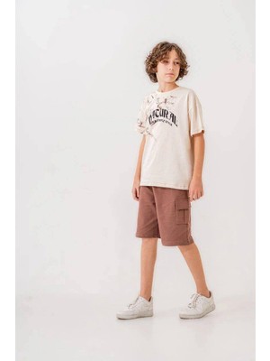 Erkek Çocuk Yazlık Takım Desenli Kargo Cepli Şortlu Tişört Takım Erkek Garson Boy Yazlık Ikili Takım