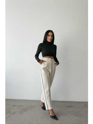 Janes Chanel Pantolon Yan Biyeli - Beyaz