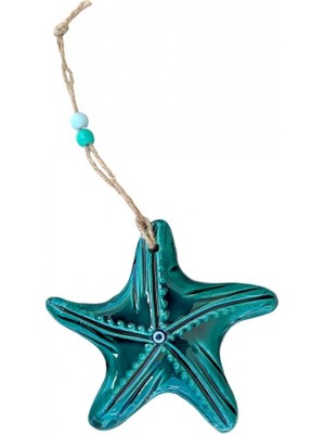 Ovebu Dekoratif Seramik Duvar Süsü, Turkuaz Yeşili Deniz Yıldızı