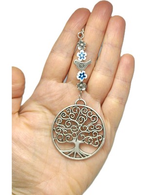 Dikiz Ayna Süsü, Metal Sedef Çiçek Nazar Boncuğu Kuş Hayat Ağacı Yeni Araba Hediyesi