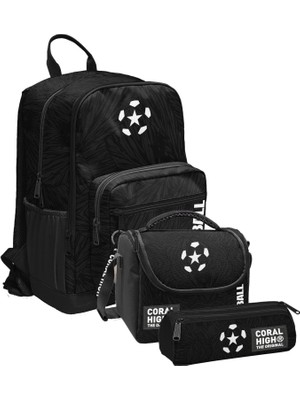 Coral High Ilkokul ve Ortaokul Okul Çanta Üçlüsü - Erkek Çocuk, Siyah Beyaz Futbol