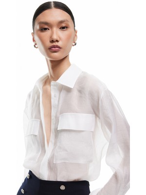 Koton Cep Detaylı Klasik Yaka Uzun Kollu Gömlek