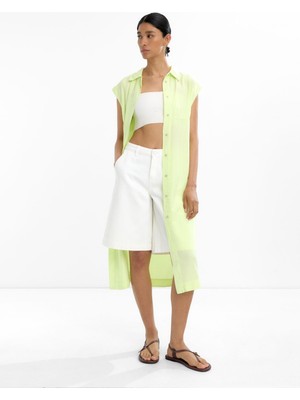 %100 Liyosel Midi Gömlek Elbise