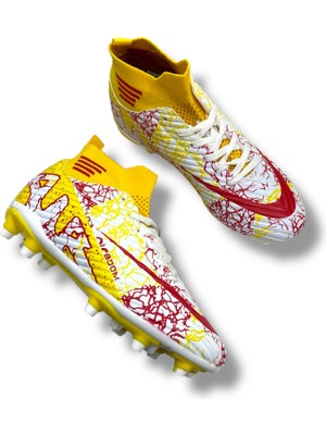 Laliga Çoraplı Krampon Beyaz Sarı Kırmızı Desenli