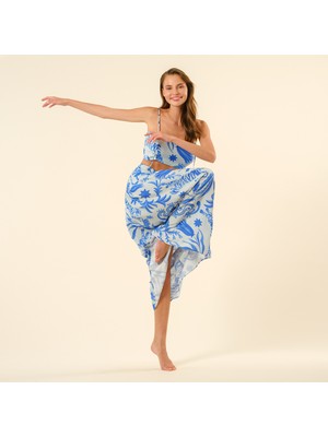 Protı Dijital Baskılı Etek - Mavi