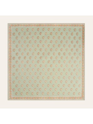 Zsa Zsa Zsu Gaya El Baskısı Fular 115x115 Cm Yeşil