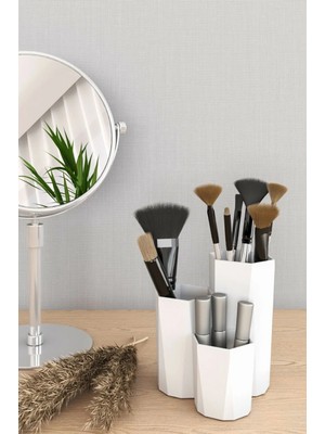 Pufwin Beyaz Makyaj Organizer Ve Fırçalık Çok Amaçlı Düzenleyici Suya Dayanıklı Kullanım Alanı