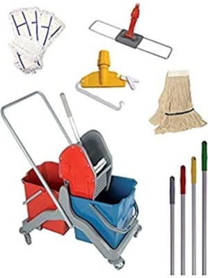 Elite Safell Temizlik Arabası Seti - Çift Kovalı Paspas Arabası 1 Adet