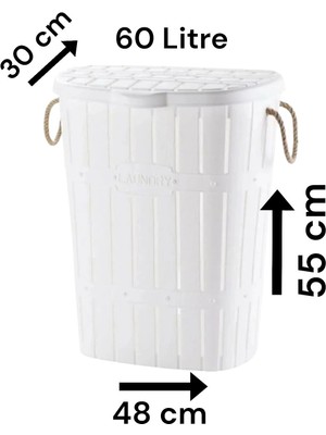 Elite Bambu Halatlı Kirli Çamaşır Sepeti 60 Litre 1 Adet