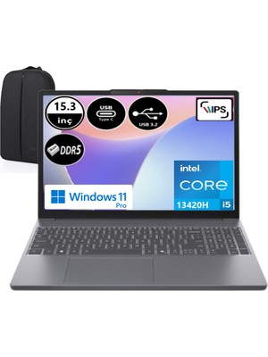 Lenovo Ideapad Slim 3 Intel Core I5 13420H 24 GB Ram 512 GB + 256 GB SSD Windows 11 Pro 15.3" Wuxga 83K1004ETREP6 + Elektropasaj Çanta