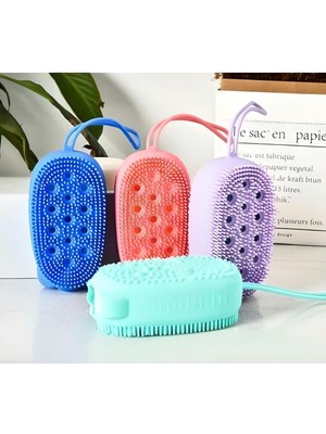 Elite Osso Silikon Banyo Kesesi Katı Sabun Hazneli Süngerli Silikon Sırt Vücut Keseleme Fırçası 1 Adet