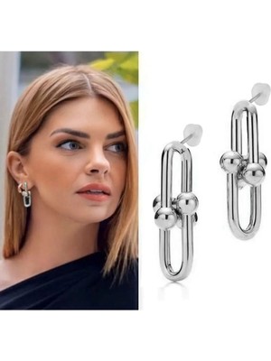 Gümüş Kaplama Kısa Ikili Tiffany Blanca Küpe