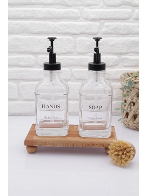 Elite Siyah Başlıklı 2’li Kare Cam Sabunluk Seti 1 Adet