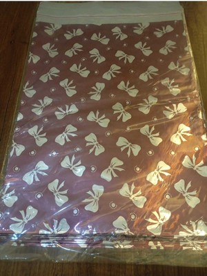 Ecoflex  10 Adet 30X45 cm Pembe Yapışkanlı Metalize Hediye Poşeti Metalik Pembe Hediye Ambalaj Paketi 1 Adet