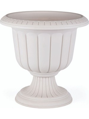 Serinova Elite Dekoratif Saksı 9.8 Litre Kırık Beyaz Renk Dikdörtgen Deri Dış Mekan Kullanımı