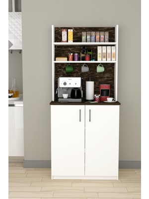 Modern Kahve Köşesi Dolabı %100 MDF Çok Amaçlı Erzak Depolama Dolabı KAHVE01