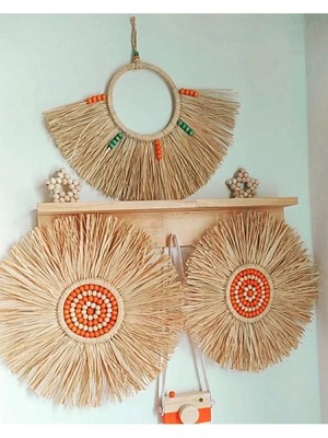 Elite Rafya Bohem 3 Lü Set Duvar Aksesuar Süsü 1 Adet