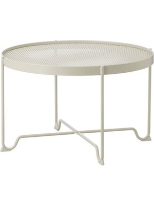 IKEA Krokholmen Bej Sehpa Yuvarlak Model Bahçe Sehpası Metal Örgülü