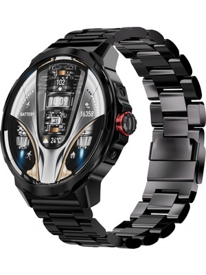 Kalobee SK50 1.85" 52 mm Büyük Kasa  Akıllı Saat Silikon + Metal Çift Kordonlu