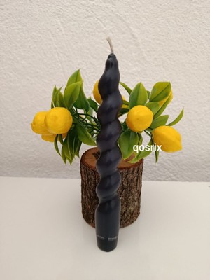 Qosrix Antrasit Gri Italyan Burgulu Şamdan Soya Mumu Doğal Kokulu Çubuk Konik Burgu Spiral Mum Dekoratif 1 Adet