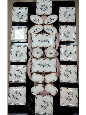 Yiğit Seramik Züccaciye Zeytin Dalı 12 Kişilik 24 Parça Desenli Kahvaltı Takımı