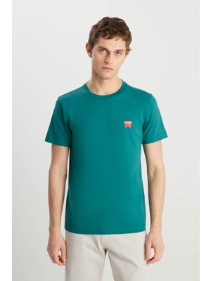 Wrangler Regular Fit Minimal Logo Yeşil Erkek T-Shirt MW70MD3G26