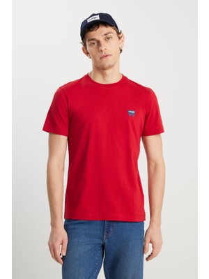 Wrangler Regular Fit Small Logo Kırmızı Erkek T-Shirt MW70MD33UU