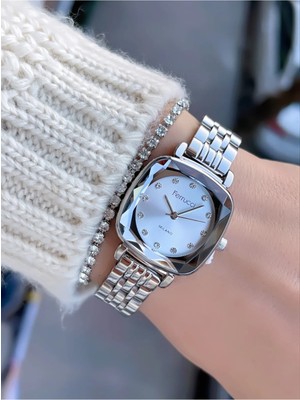 Ferrucci Retro Model Kare Kadın Kol Saati+Bileklik Hediye