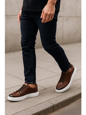 Growish GR0310 Hakiki Özel Yapım Floter Deri Yüksek Eva Taban Kahverengi Sneakers Erkek Ayakkabı