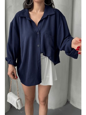 Kadın Perla Tek Cepli Oversize Gömlek, Yazlık Geniş Kalıp Gömlek, Ayrobin Gömlek