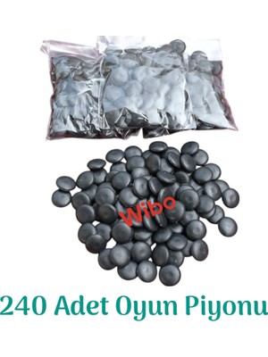 Wibo Plastik Oyun Piyonu Taşı Go Oyunu-Mangala Oyun Taşı ve Kutu Oyun Taşları 240 Adet Siyah