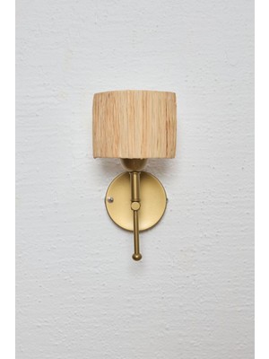 Bohem Hasır Rafya Saçaksız Oval El Yapımı Eskitme Gold Ledli Aplik