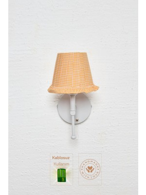 Turuncu Pötikare Duvar Aydınlatması Metal Beyaz Ayak Ledli Aplik