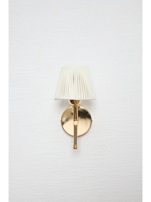 Beyaz Deri Alt Parlak Gold Metal Duvar Aydınlatması Ledli Aplik