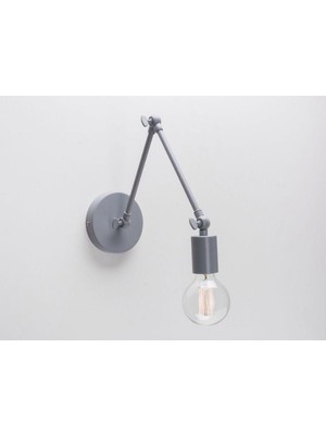 Retro,vintage,modern Gri Üç Mafsallı 1XE27 Duylu Metal Duvar Aplik