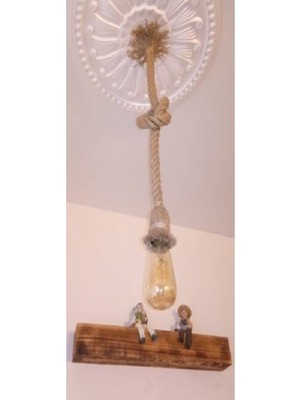 , Jüt Halat 18-20MM, 100CM, Kablolu Halat Duy, Sarkıt Doğal Görünüm, E27 Duylu