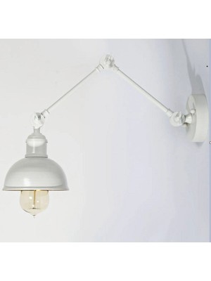 Modern,vintage,rustik Beyaz 1XE27 Duylu Metal Hareketli Başlık Akrobat Duvar Aplik