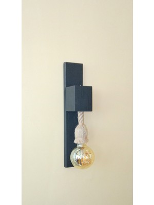 Dekoratif,modern, Ahşap Mumluk Lu, Halat Sarkıt E27 Duylu,